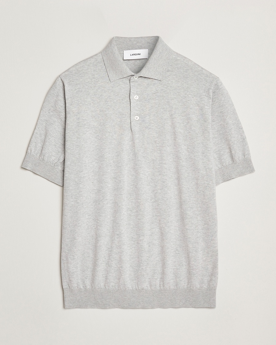 Herr | Lardini | Lardini | Knitted Cotton Polo Light Grey
