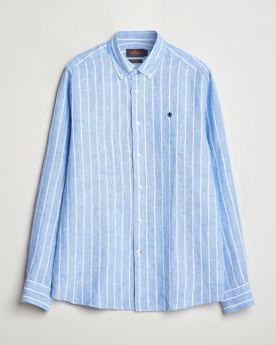 Herr | Linneskjortor | Morris | Douglas Striped Linen Shirt Dark Blue