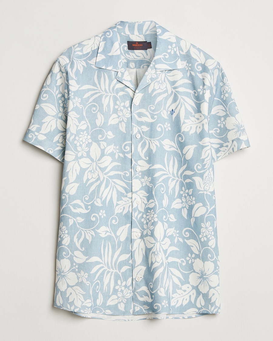 Herr | Casual | Morris | Tropical Short Sleeve Shirt Blue