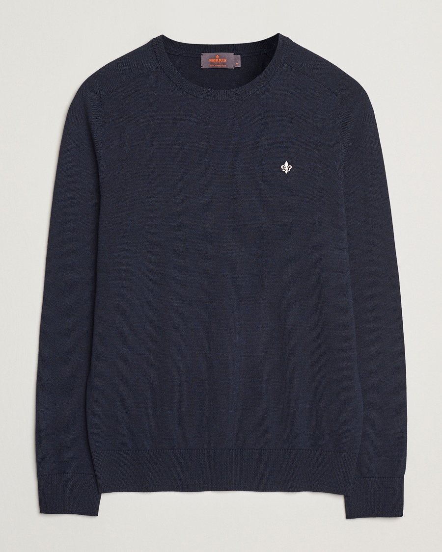 Morris Merino O-Neck Navy – Blå