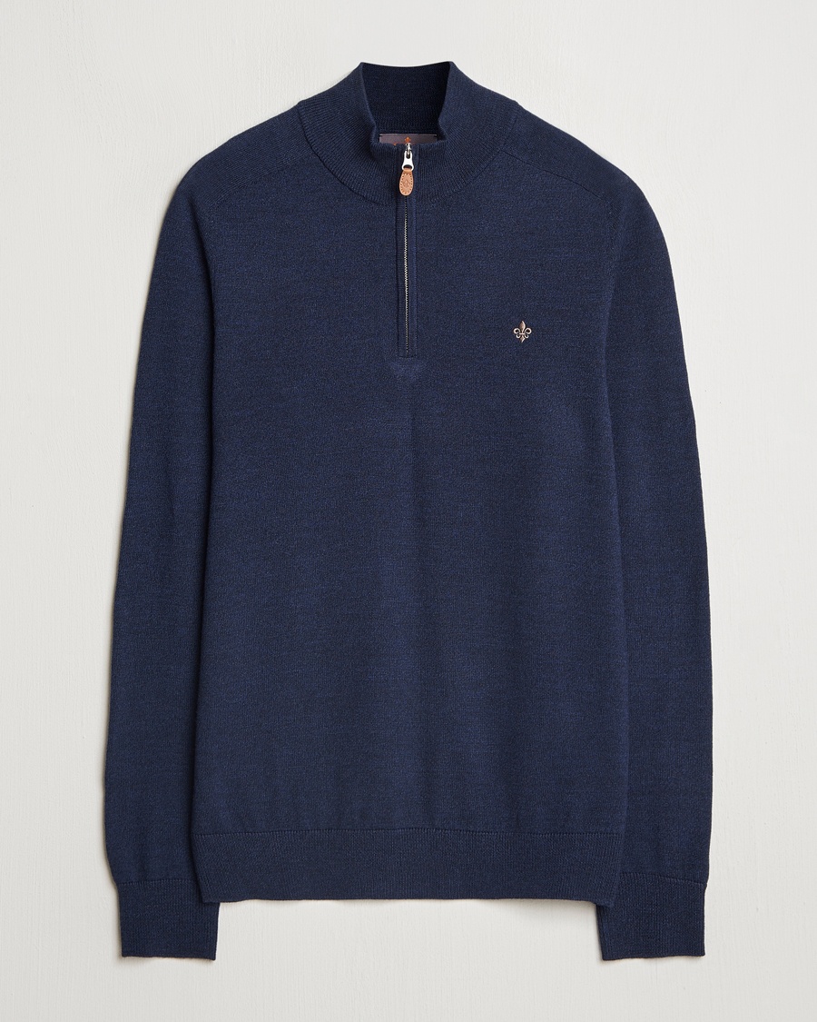 Herr | Half-zip | Morris | John Merino Half Zip Dark Blue