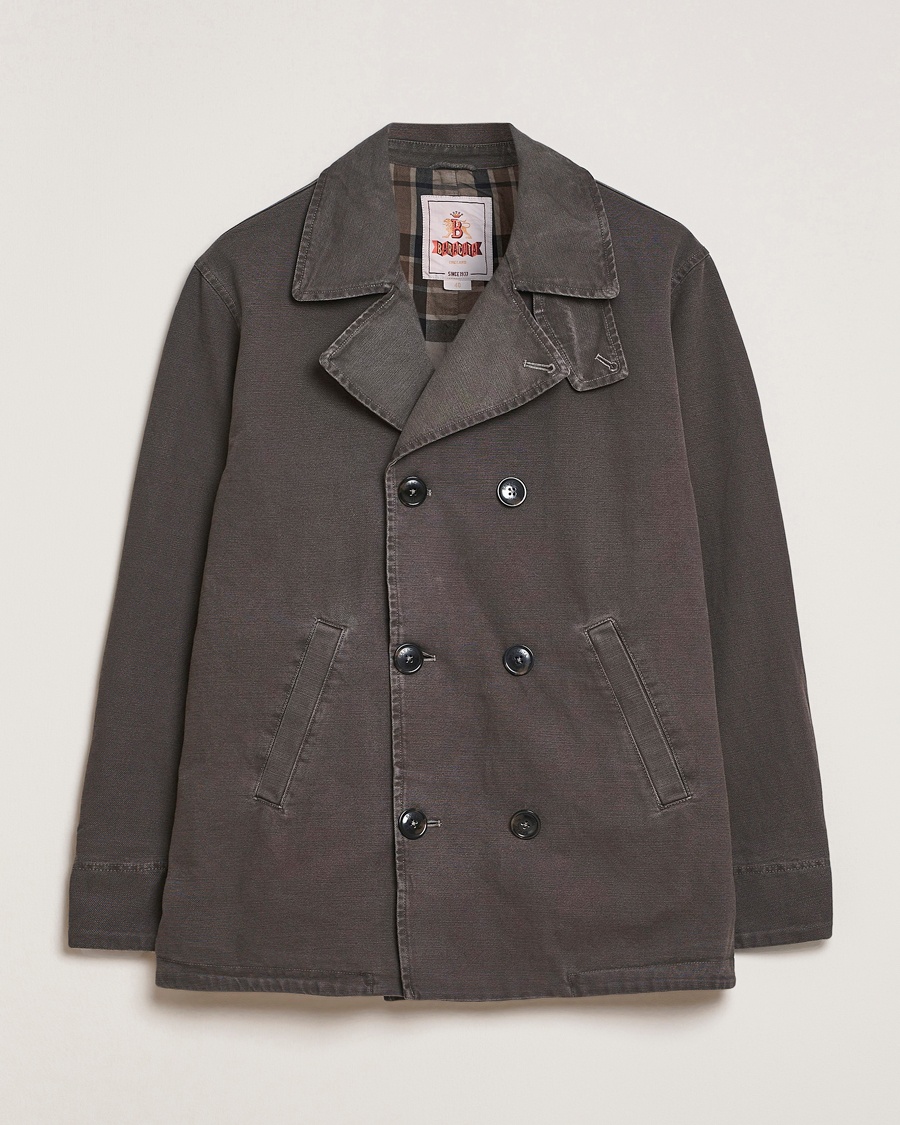 Herr | Skepparkavajer | Baracuta | Garment Dyed Canvas Peacoat Faded Black