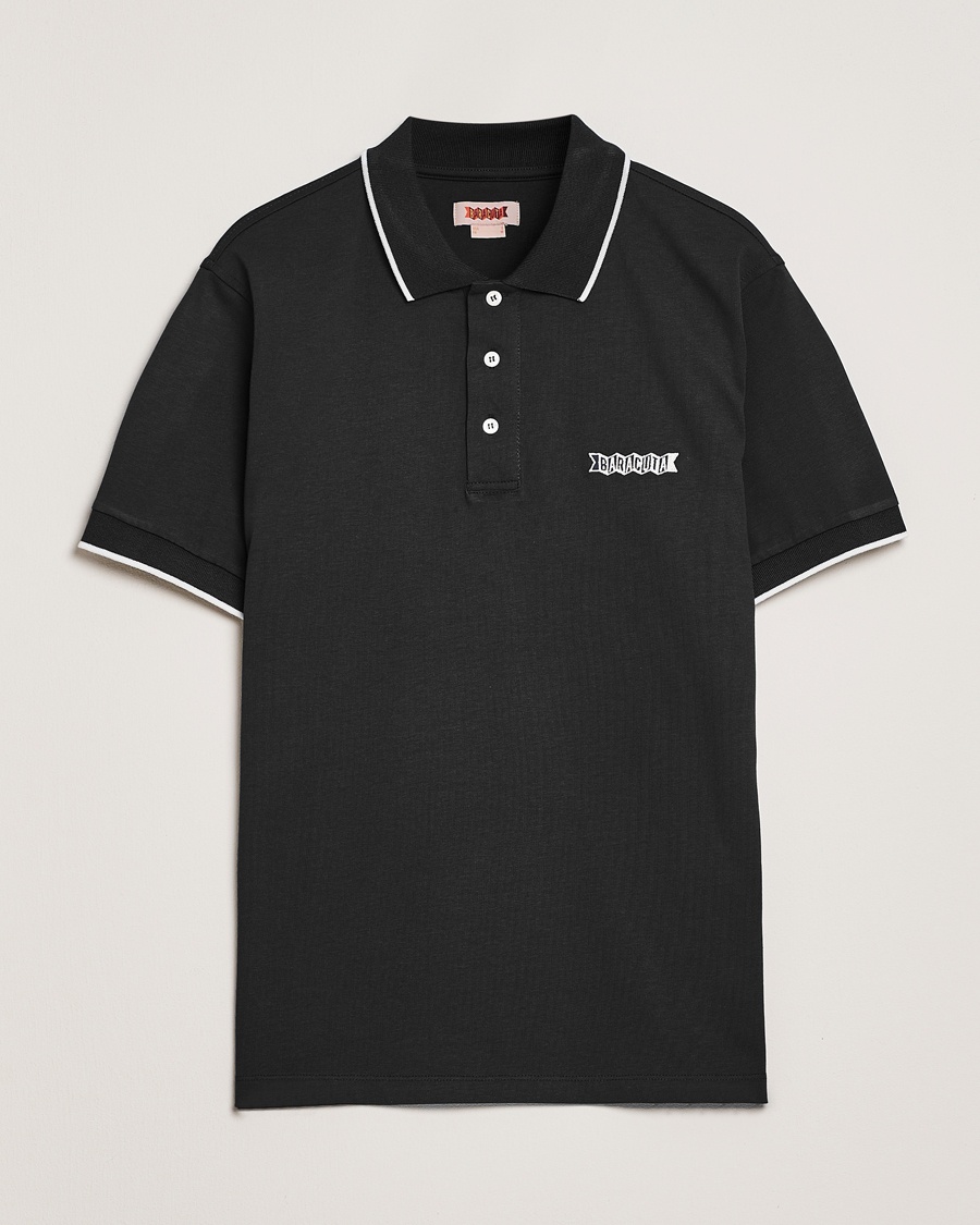 Herr | Kortärmade pikéer | Baracuta | Short Sleeve Cotton Jersey Polo Black