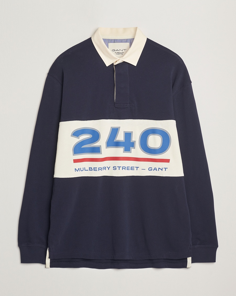 Herr | Rugbytröjor | GANT 240 Mulberry Street | Graphic Block Heavy Rugger Evening Blue