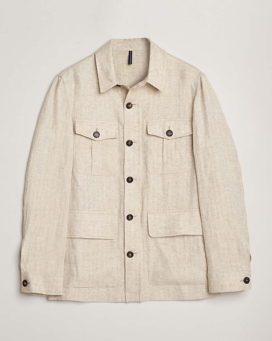 Herr | Slowear | Incotex | Herringbone Linen Sahariana Beige