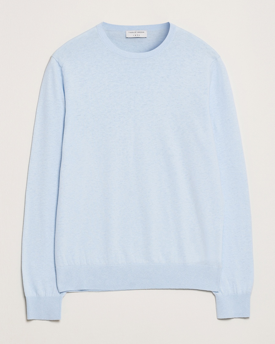 Herr | Stickade tröjor | Tiger of Sweden | Connor Linen/Cotton Sweater Light Blue
