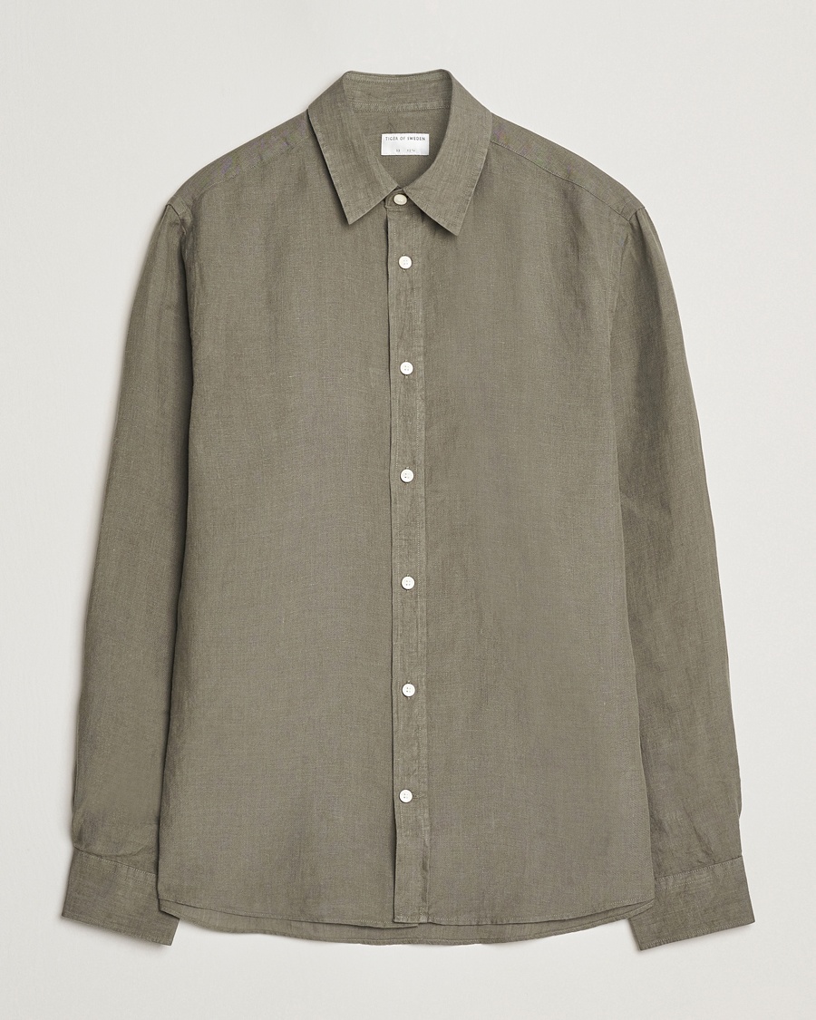 Herr | Linneskjortor | Tiger of Sweden | Spenser Linen Shirt Thyme Green