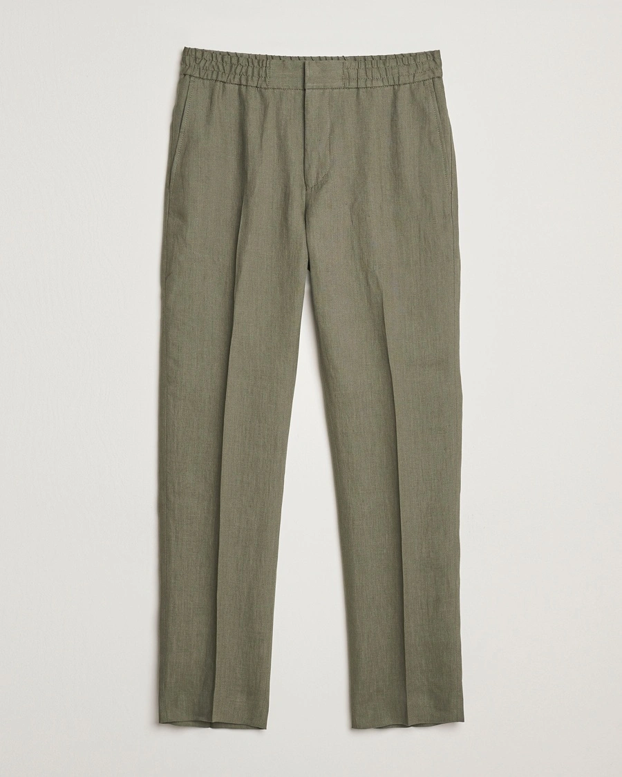 Herr | Tiger of Sweden | Tiger of Sweden | Tannen Linen Drawstring Trousers Thyme Green