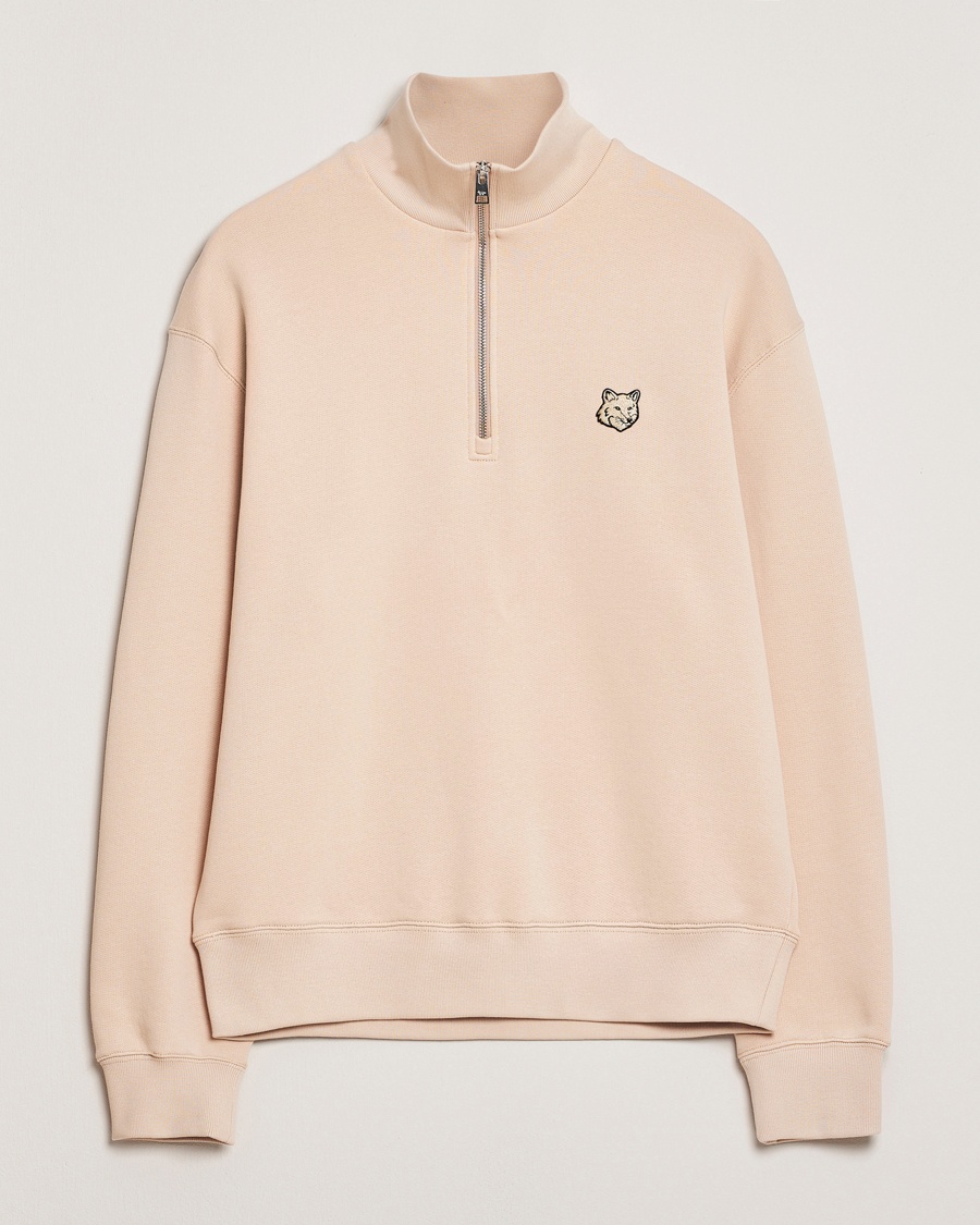 Herr | Maison Kitsuné | Maison Kitsuné | Tonal Fox Head Half Zip Sweatshirt Smoke Beige