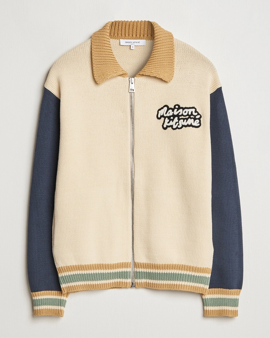 Herr | Maison Kitsuné | Maison Kitsuné | Knitted College Varsity Jacket Rich Vanilla
