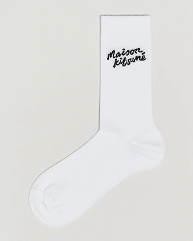 Herr | Strumpor | Maison Kitsuné | Handwriting Socks White