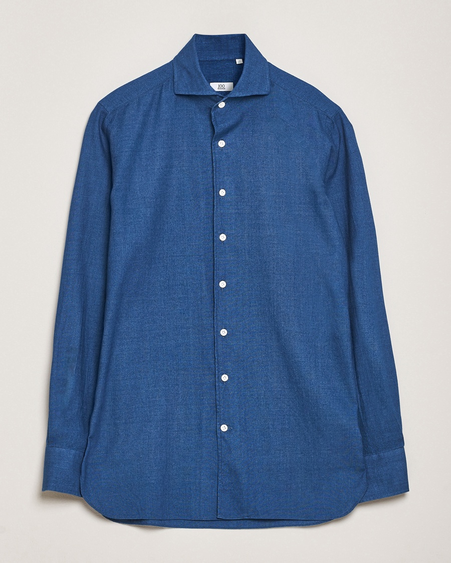 Herr | Formella | 100Hands | Garment Washed Denim Linen Shirt Mid Blue