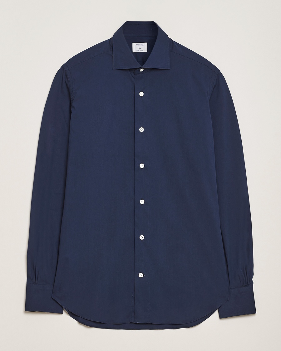 Herr | | Mazzarelli | Soft Cotton/Stretch Cut Away Shirt Navy