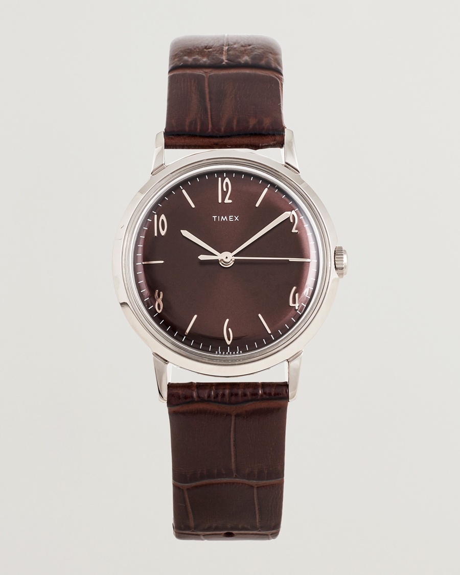 Herr | Läderarmband | Timex | Marlin Handwind 34mm Chocolate Brown Dial