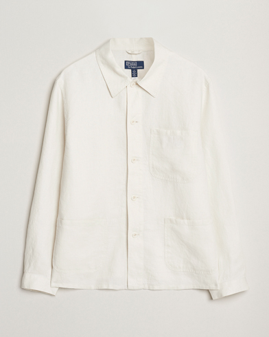 Polo Ralph Lauren Chore Linen Shirt Jacket Antique Cream – Vit