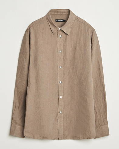 J.Lindeberg Linen Melange Shirt Nutmeg – Brun