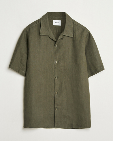 Herr | Nya produktbilder | NN07 | Julio Linen Resort Shirt Croc Green