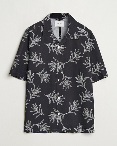 NN07 Ole Printed Cotton/Lyocell Resort Shirt Black – Svart