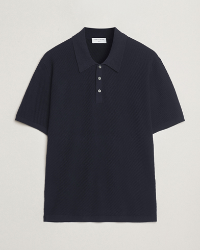 Herr | Business & Beyond - Formal | Tiger of Sweden | Reid Structured Knitted Polo Bruised Blue