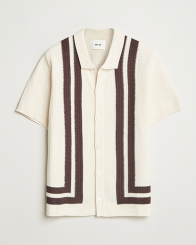 NN07 Ares Knitted Short Sleeve Shirt Ivory – Vit