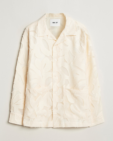 NN07 Hank Fil-Coupé Jacquard Overshirt Off White – Vit