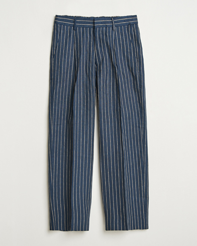 Herr | Nya produktbilder | NN07 | Kay Linen Pinstriped Trousers Navy Blue