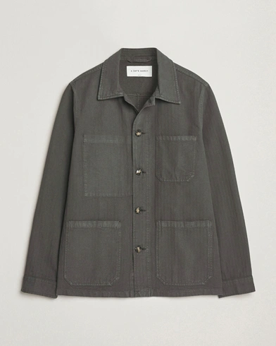 A Day's March Herringbone Overshirt Olive – Grön