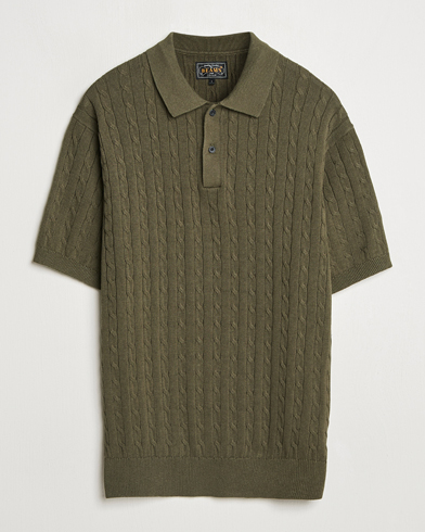 Herr | BEAMS PLUS | BEAMS PLUS | Short Sleeve Cable Polo Olive