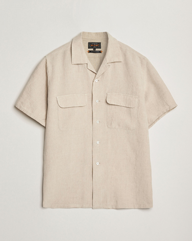  Short Sleeve Linen Camp Shirt Beige
