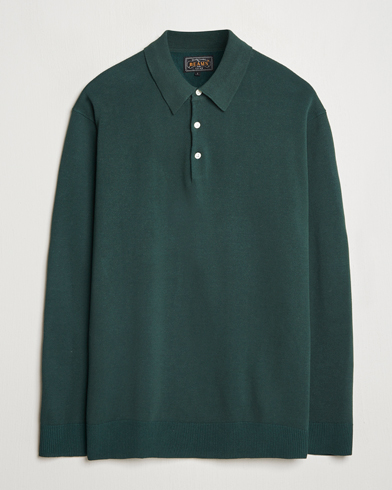BEAMS PLUS Long Sleeve 12G Knit Polo Forest Green – Grön
