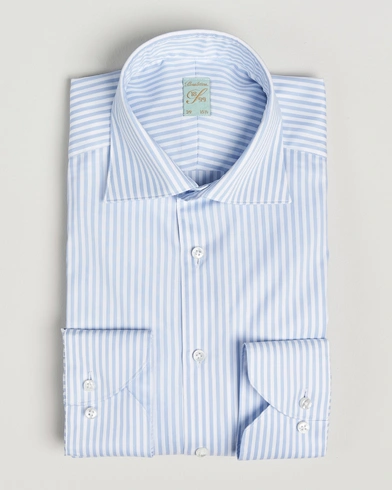 Herr | | Stenströms | 1899 Striped Cotton Twill Shirt Blue/White