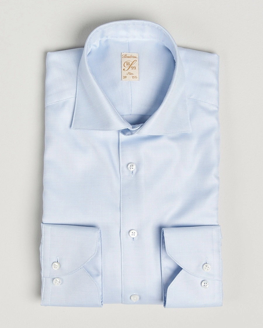 Herr | | Stenströms | 1899 Slim Cotton Twill Shirt Light Blue