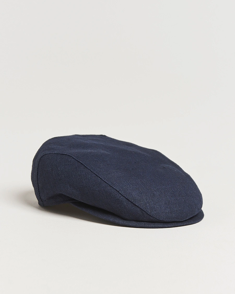 Herr | Hattar & kepsar | Wigéns | Ivy Slim Hopsack Linen Cap Navy