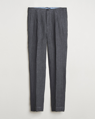 Herr | Slowear | Incotex | Tapered Fit Linen Herringbone Trousers Grey