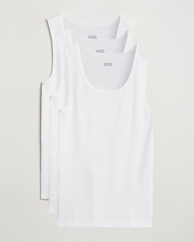 BOSS BLACK 3-Pack Ribbed Tank Top White – Vit