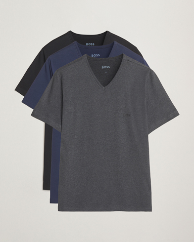 BOSS BLACK 3-Pack V-Neck T-Shirt Black/Blue/Grey – Flerfärgad