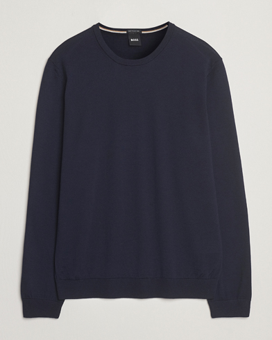 Herr | Business & Beyond - Formal | BOSS BLACK | Leno Wool Crew Neck Pullover Dark Blue
