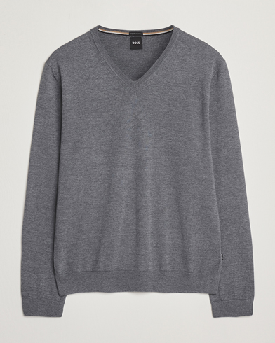 Herr | Business & Beyond - Formal | BOSS BLACK | Melba Wool V-Neck Pullover Medium Grey