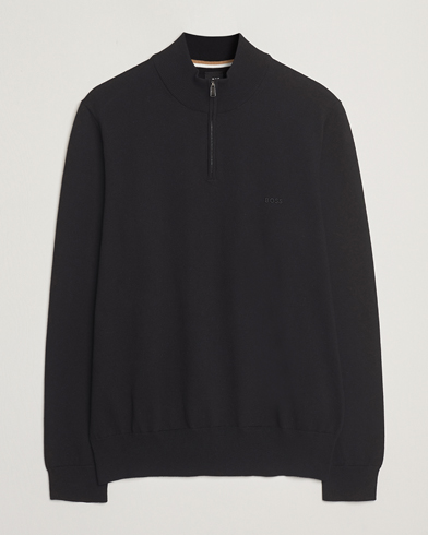 Herr | Business & Beyond - Formal | BOSS BLACK | Padro Cotton Knitted Half Zip Black