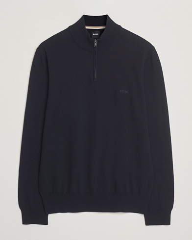 Herr | Business & Beyond - Formal | BOSS BLACK | Padro Cotton Knitted Half Zip Dark Blue