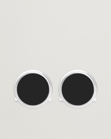 S.T. Dupont Cufflink Round Black/Pall Silver – Svart