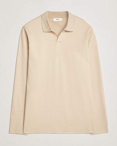 NN07 Paul Long Sleeve Polo White Peppar, Herr, Långärmad piké, Beige, Storlek XL