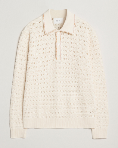 NN07 Josh Knitted Polo Ivory – Vit