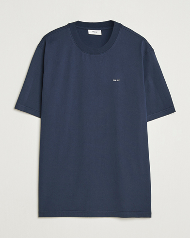 NN07 Abel Logo Crew Neck T-Shirt Navy – Blå