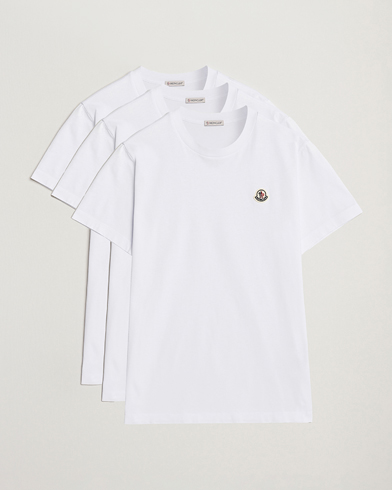 Moncler 3-Pack Logo T-Shirt White – Vit