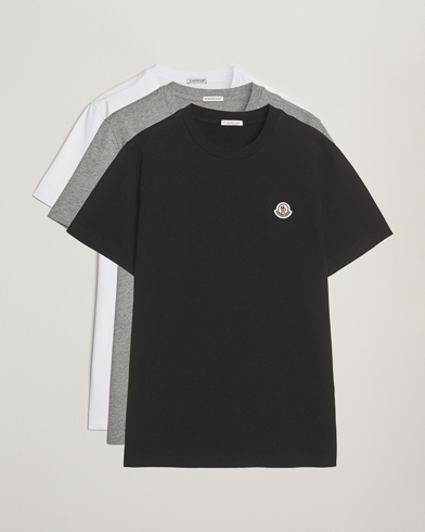 Moncler 3-Pack Logo T-Shirt Grey/White/Black – Flerfärgad