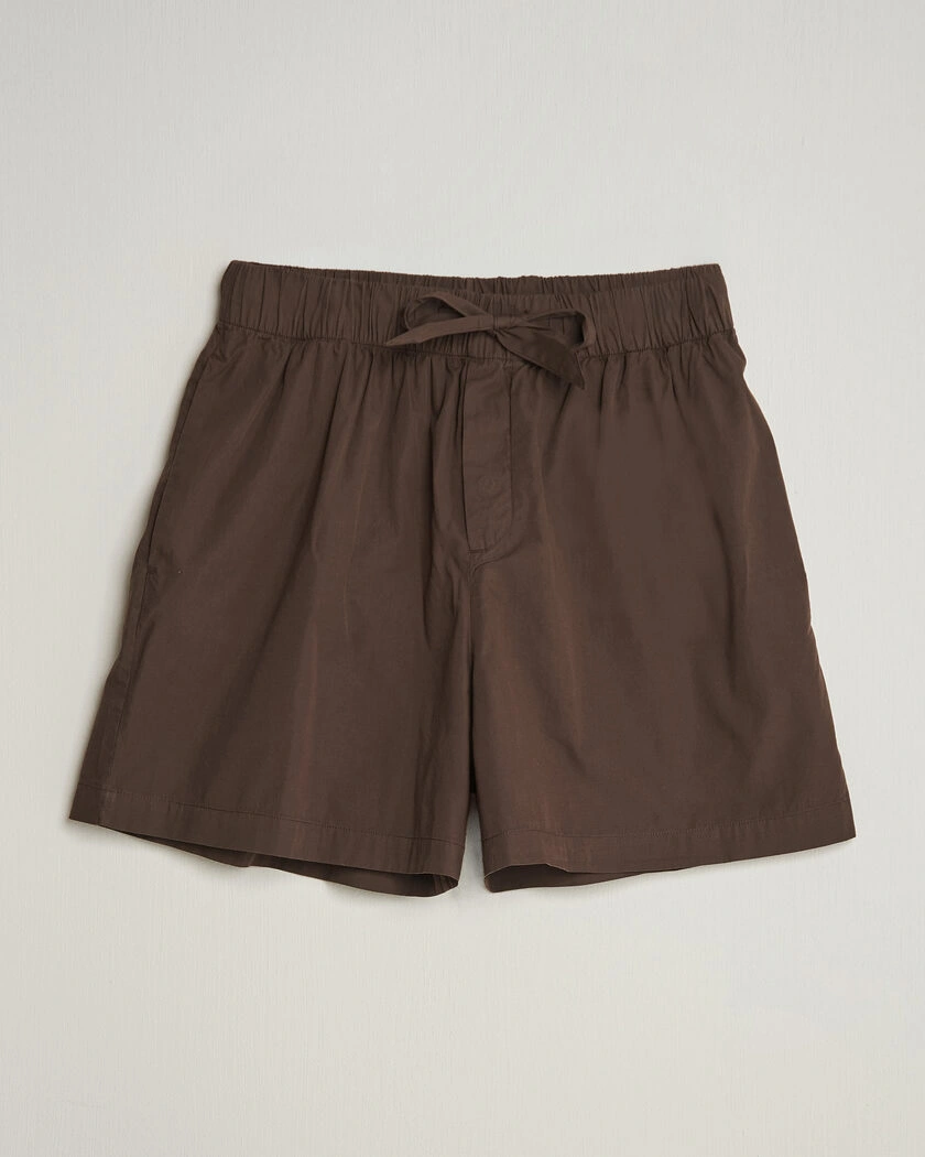 Tekla Poplin Pyjama Shorts Coffee – Brun