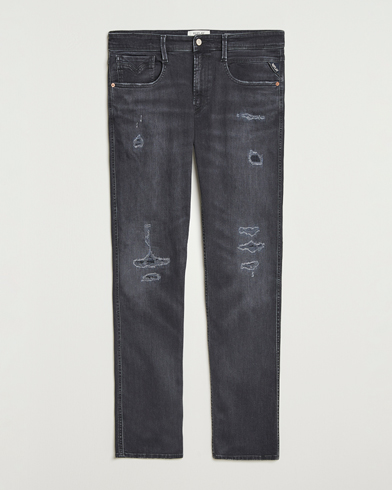 Replay Anbass Distressed Super Stretch Bio Jeans Washed Black – Svart
