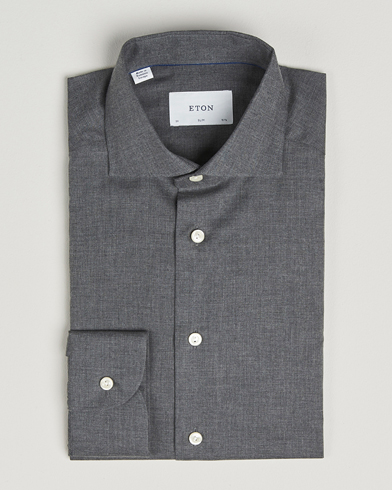  Slim Fit Wrinkle Free Flannel Shirt Dark Grey