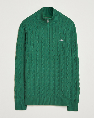 Gant Cotton Cable Half Zip Forest Green – Grön